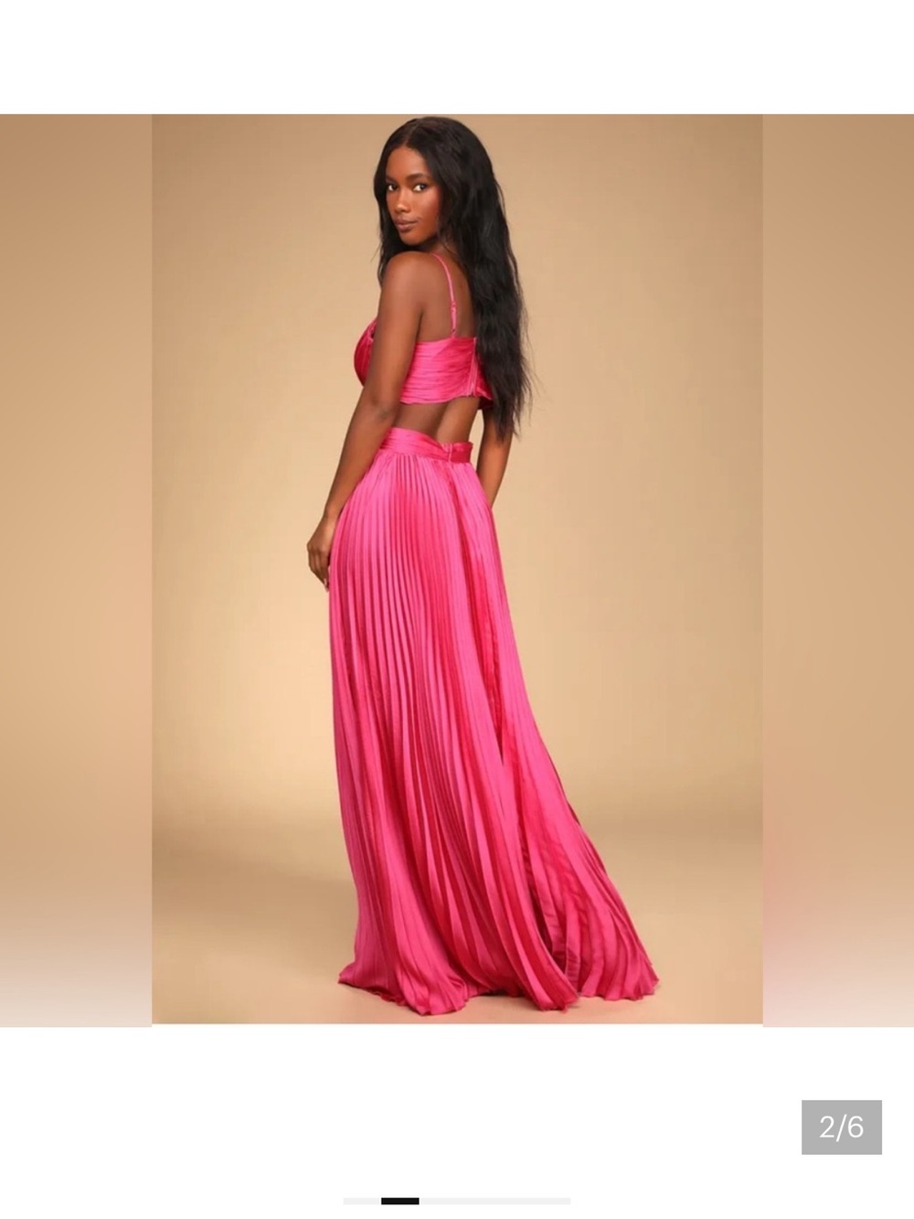 Lulu’s Got the Glam Pink Pleated Cut out Maxi Dress NWOT Small - Picture 2 of 6